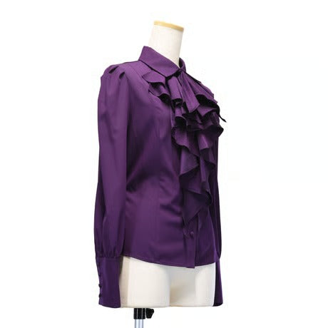 [Sheglit] Sheglit Bishop Sleeve Jabo Blouse Navy M/L