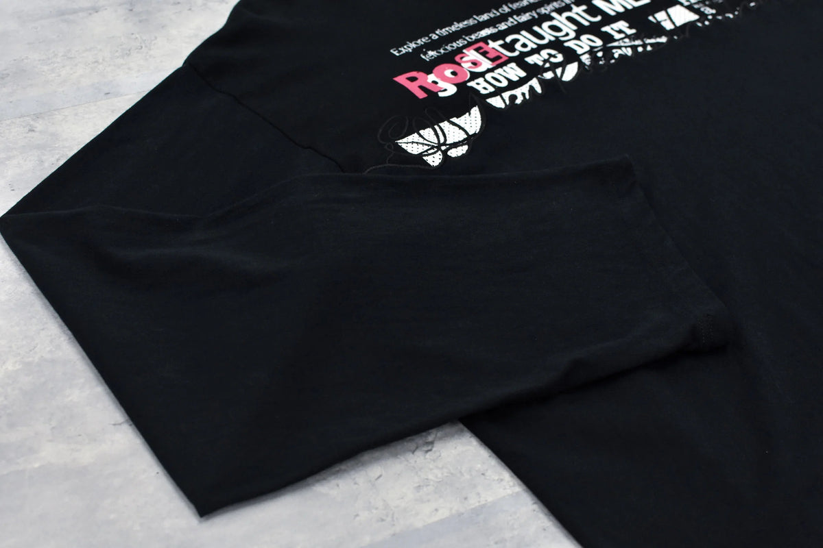 【New Rose】　Letter Embroidery Long Sleeve Shirt