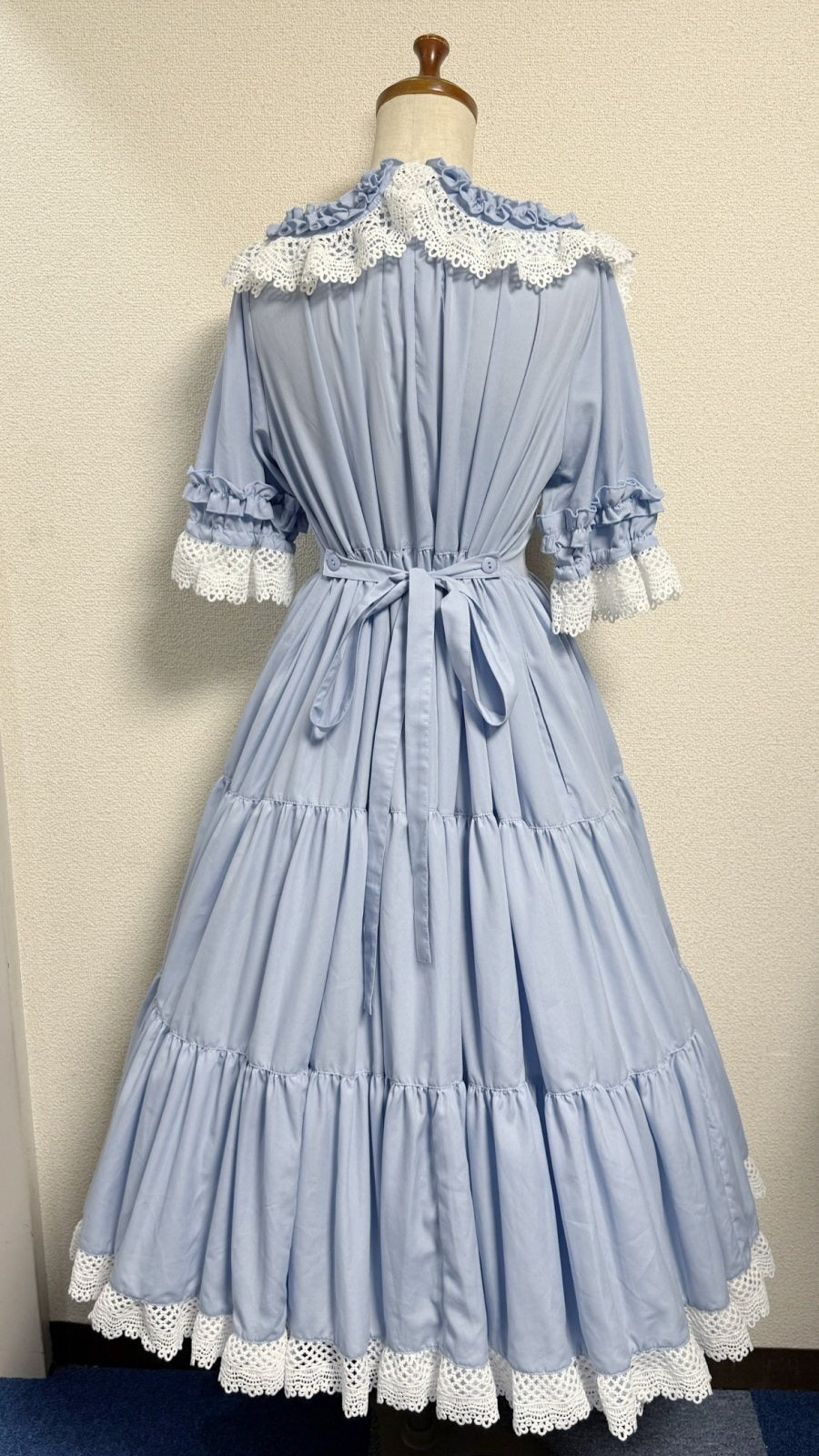 【Physical Drop】フィジカルドロップ　レース衿付きティアードOP【水色】