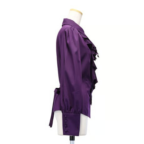 [Sheglit] Sheglit Bishop Sleeve Jabo Blouse Navy M/L