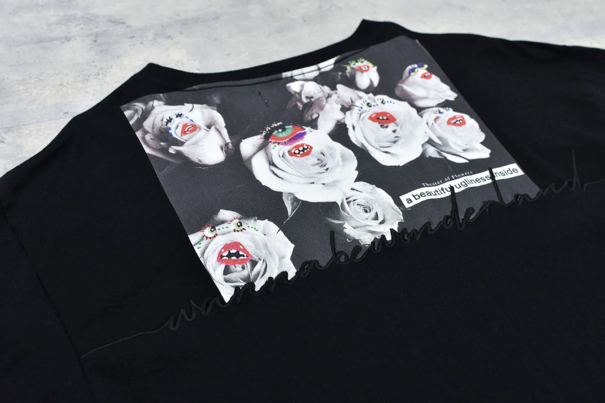 【New Rose】　Letter Embroidery Long Sleeve Shirt