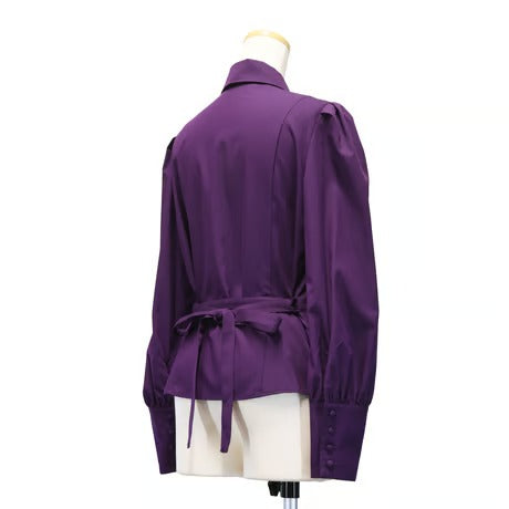 [Sheglit] Sheglit Bishop Sleeve Jabo Blouse Navy M/L