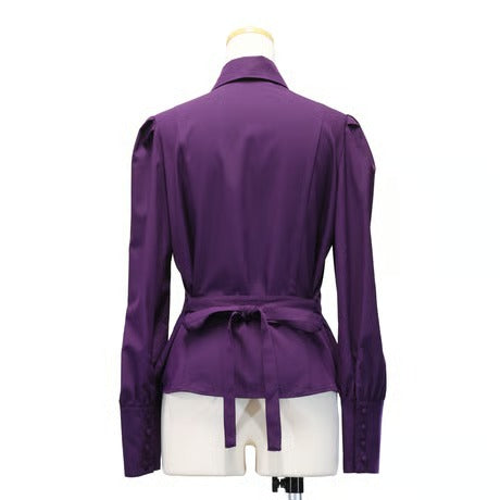 [Sheglit] Sheglit Bishop Sleeve Jabo Blouse Navy M/L