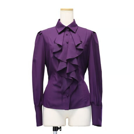 [Sheglit] Sheglit Bishop Sleeve Jabo Blouse Navy M/L