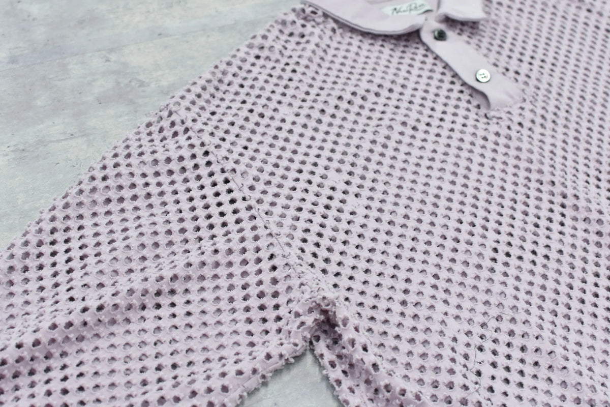 【New Rose】　Punched Fabric Long-sleeved Polo Shirt