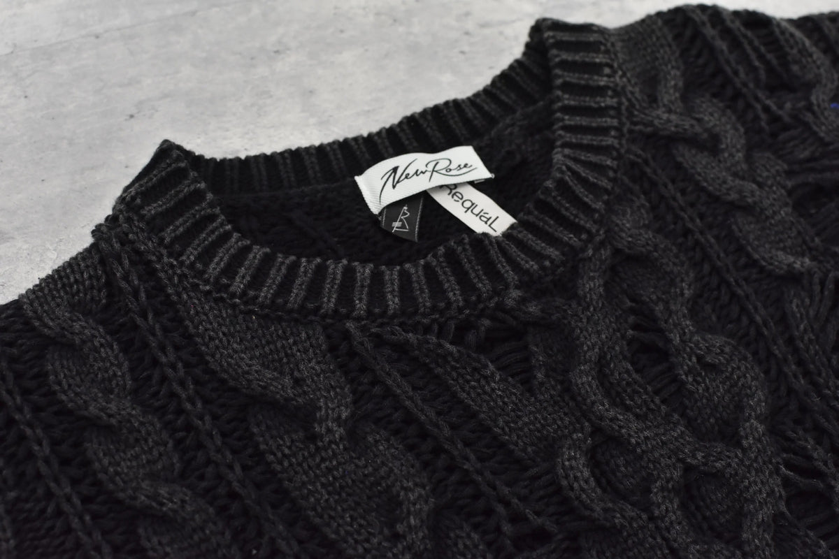 【New Rose】　Rope Knitting Pigment Destroy Pullover