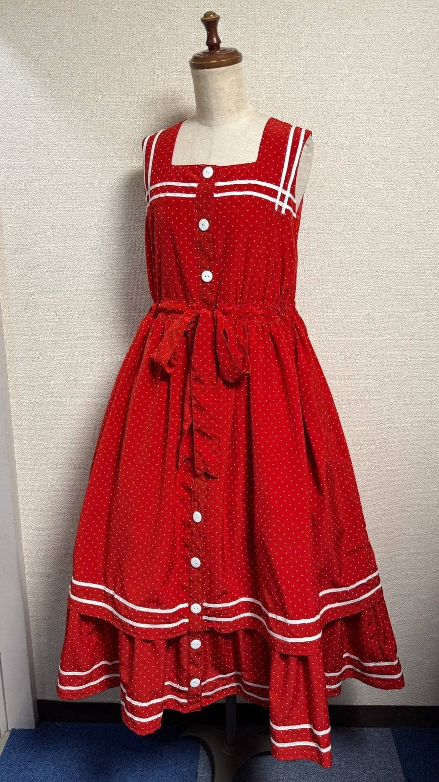 【Physical Drop】フィジカルドロップ　セーラーJSK 【赤水玉×白ライン】