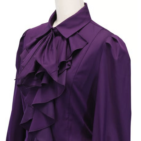 [Sheglit] Sheglit Bishop Sleeve Jabo Blouse Navy M/L