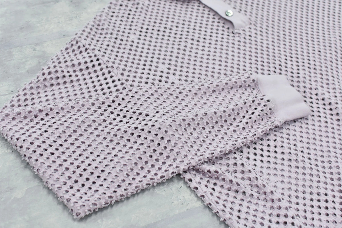 【New Rose】　Punched Fabric Long-sleeved Polo Shirt
