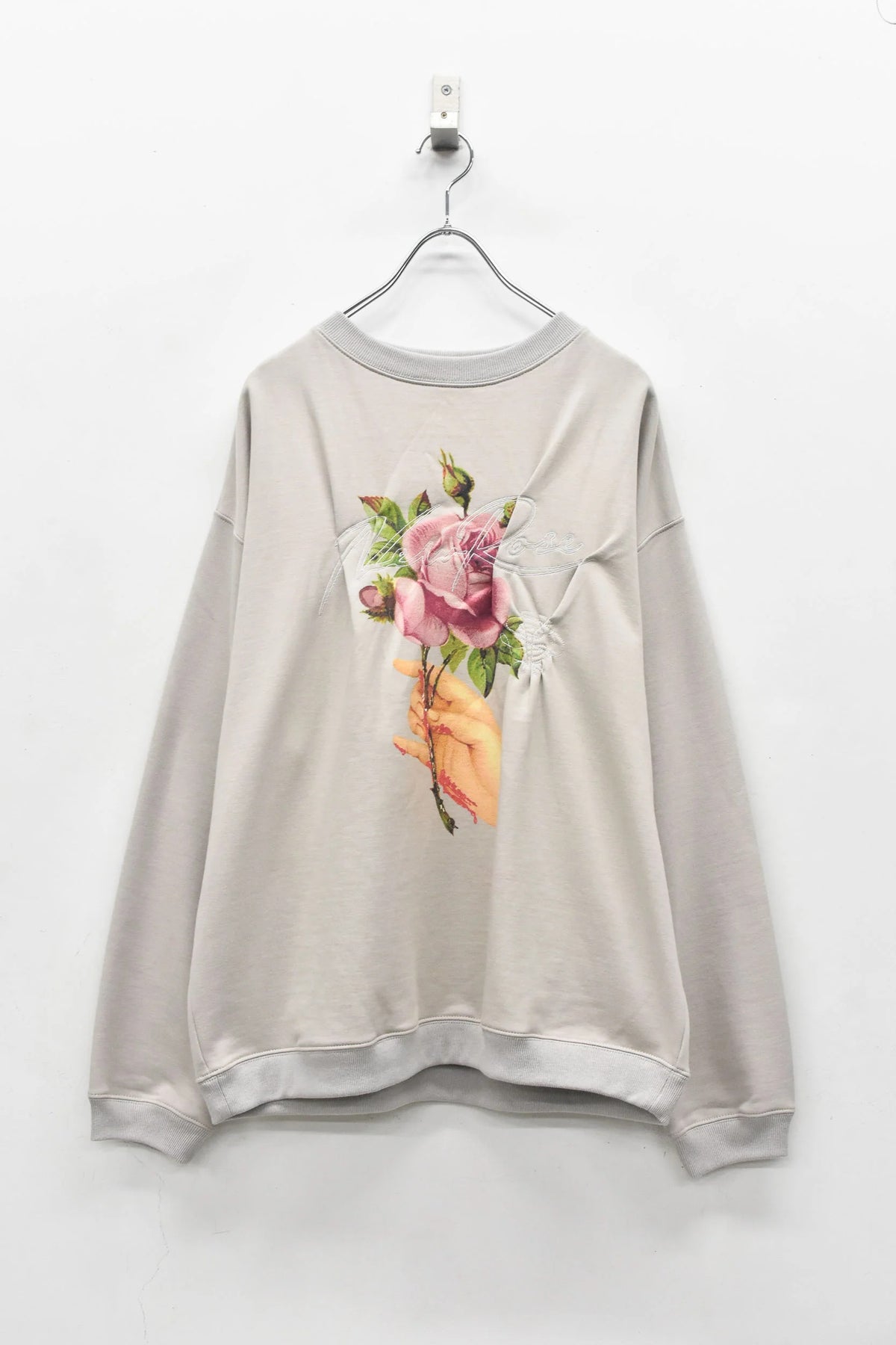 【New Rose】　Embroidery Wrinklework Sweatshirt / print