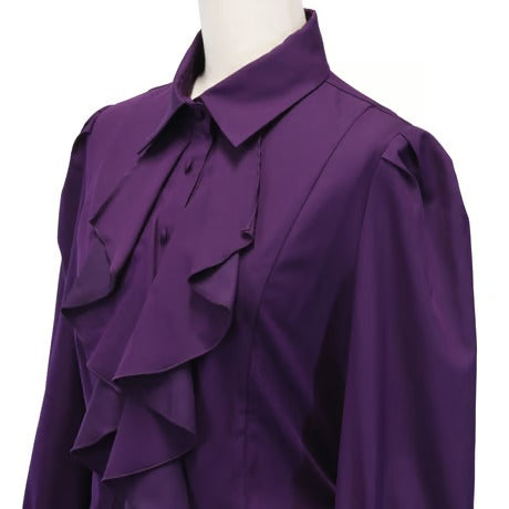 [Sheglit] Sheglit Bishop Sleeve Jabo Blouse Navy M/L