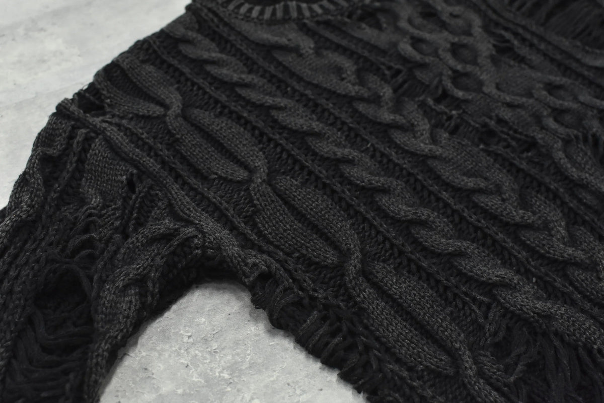 【New Rose】　Rope Knitting Pigment Destroy Pullover