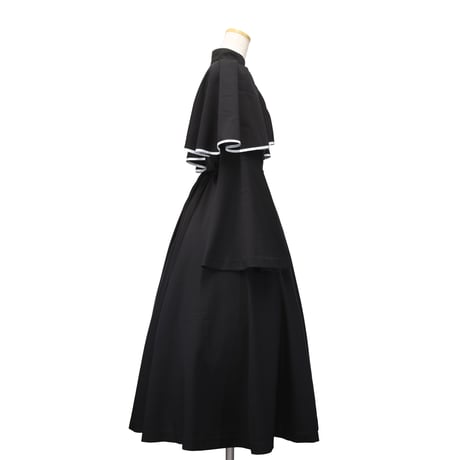 【Sheglit】シェグリット　●予約●"Sacred"ケープワンピース　ホワイト×ブラック/ブラック×ブラック