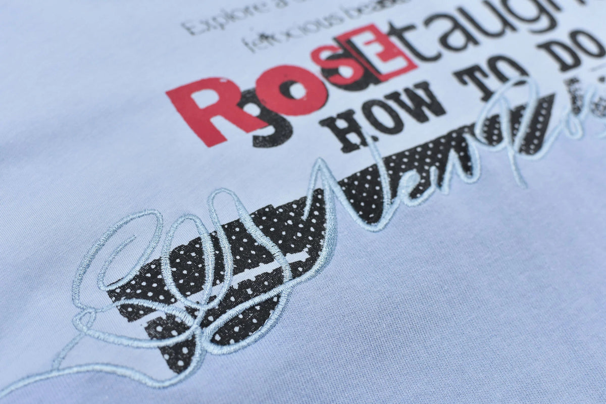 【New Rose】　Letter Embroidery Long Sleeve Shirt