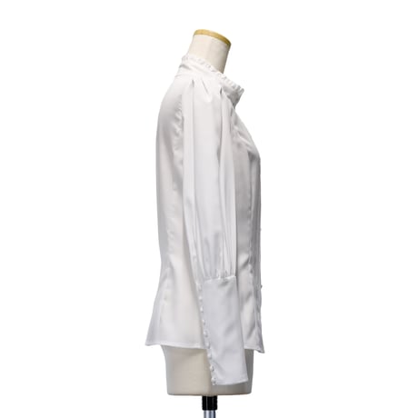 【Sheglit】シェグリット　●予約●"Serena"タックブラウス　ホワイト/ブラック　MサイズLサイズ