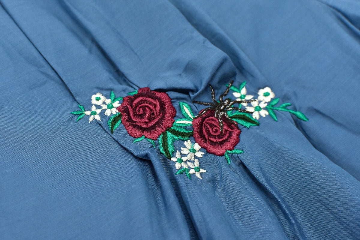 【New Rose】　Embroidery Wrinklework Tuck Pants