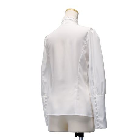 【Sheglit】シェグリット　●予約●"Serena"タックブラウス　ホワイト/ブラック　MサイズLサイズ