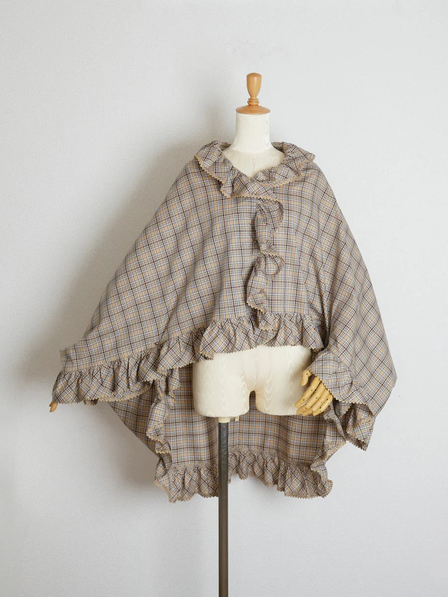 【Victorian maiden】ヴィクトリアンメイデン　クラッシックチェックストールガウン　ネイビー/ベージュ/ブラウン