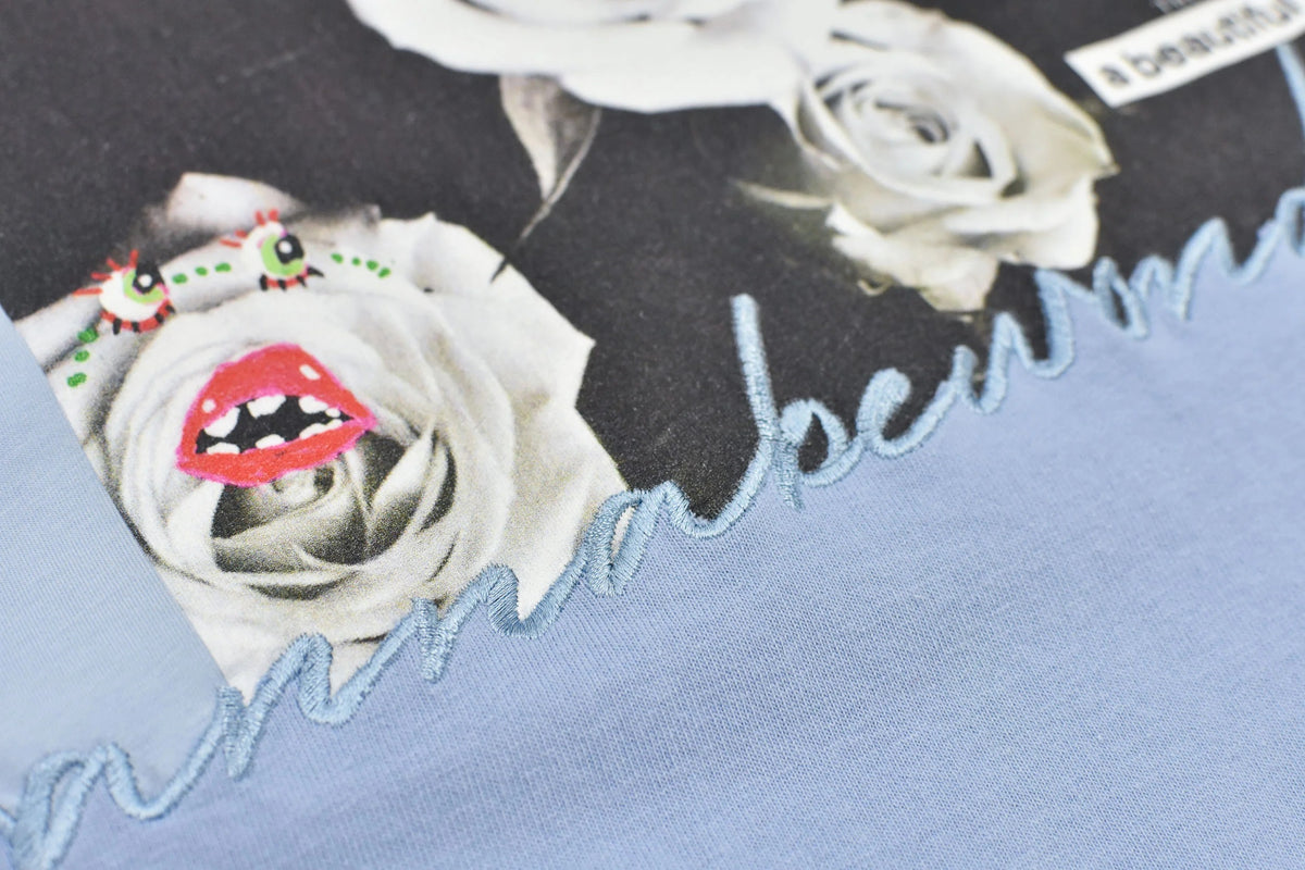 【New Rose】　Letter Embroidery Long Sleeve Shirt
