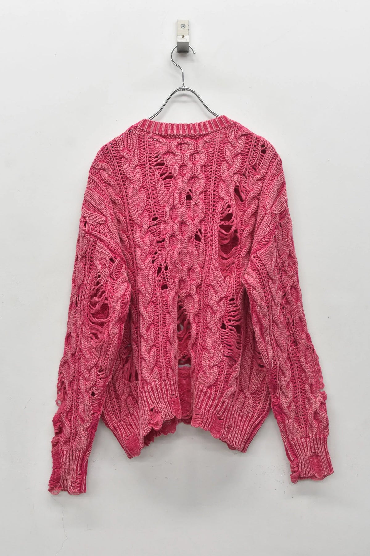 【New Rose】　Rope Knitting Pigment Destroy Pullover