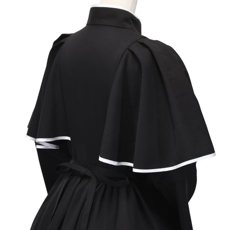 【Sheglit】シェグリット　●予約●"Sacred"ケープワンピース　ホワイト×ブラック/ブラック×ブラック