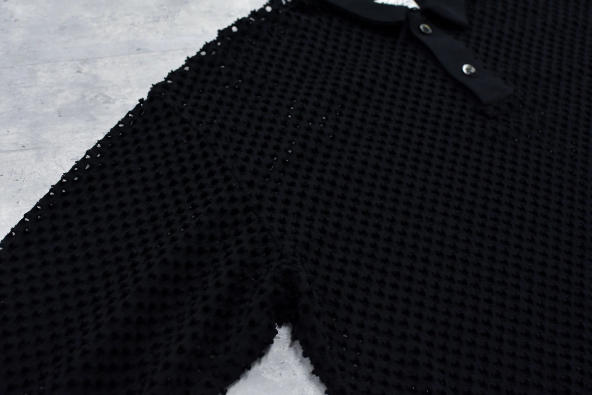 【New Rose】　Punched Fabric Long-sleeved Polo Shirt