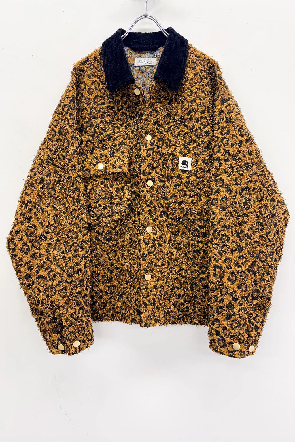 【New Rose】　LEOPARD JACQUARD NEEDLE PUNCH CHORE JACKET