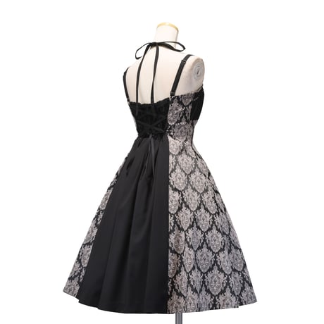 【Sheglit】シェグリット　"Victorian"クロスストラップワンピース　ネイビー/ブラック