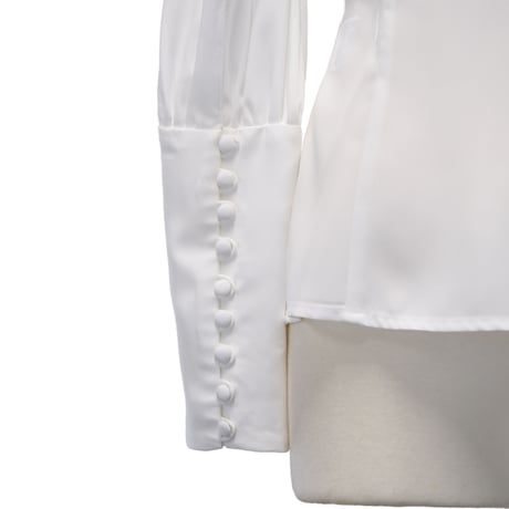 【Sheglit】シェグリット　●予約●"Serena"タックブラウス　ホワイト/ブラック　MサイズLサイズ