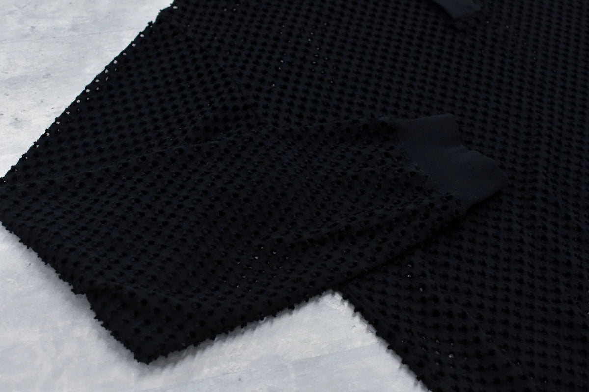 【New Rose】　Punched Fabric Long-sleeved Polo Shirt