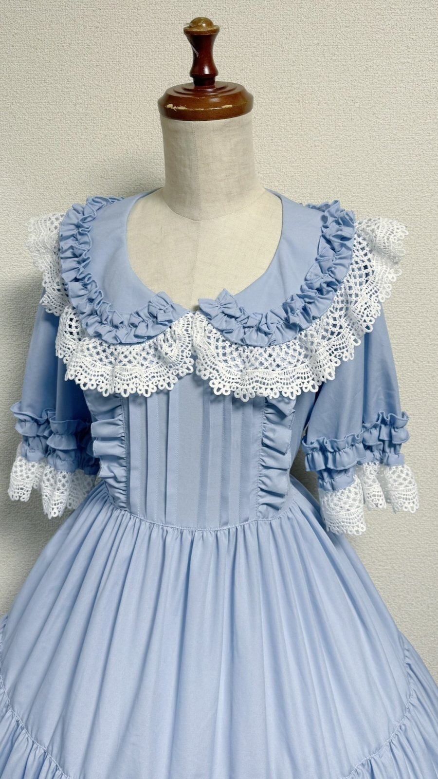 【Physical Drop】フィジカルドロップ　レース衿付きティアードOP【水色】