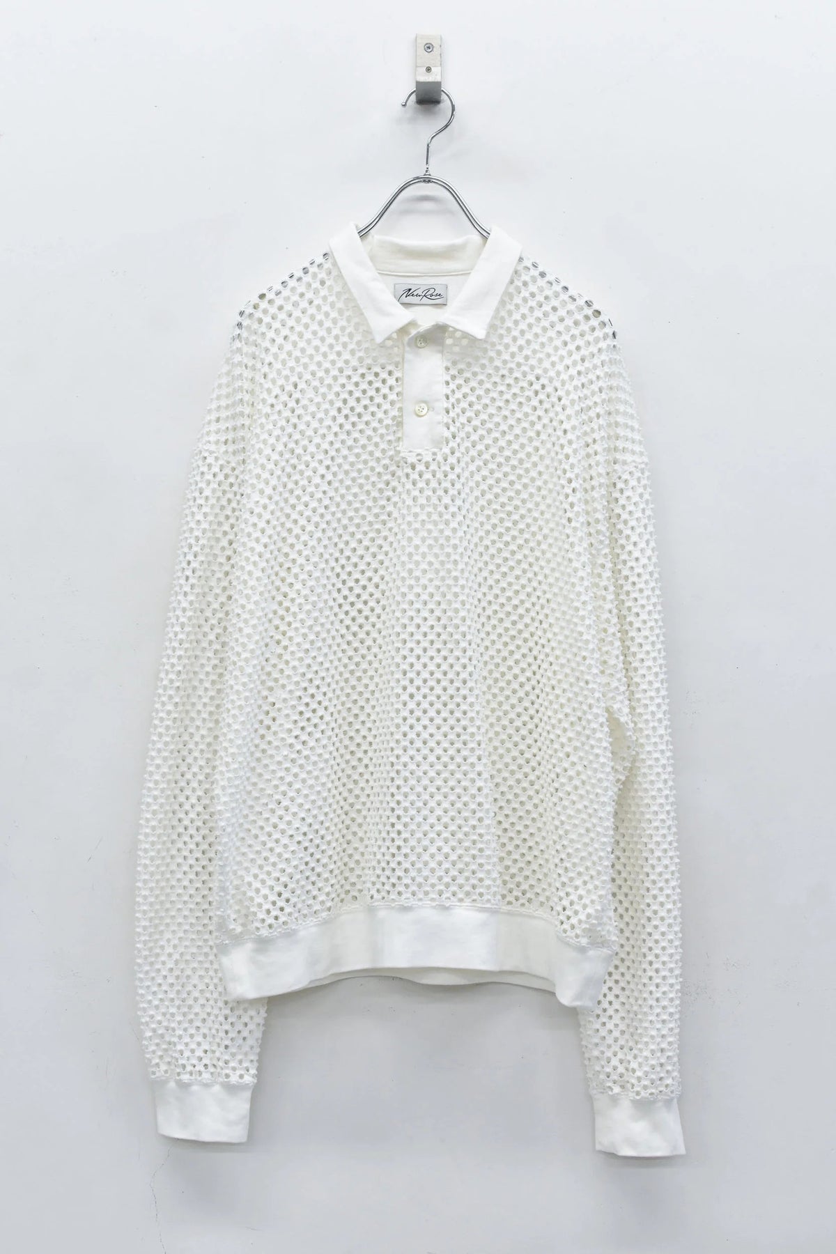 【New Rose】　Punched Fabric Long-sleeved Polo Shirt