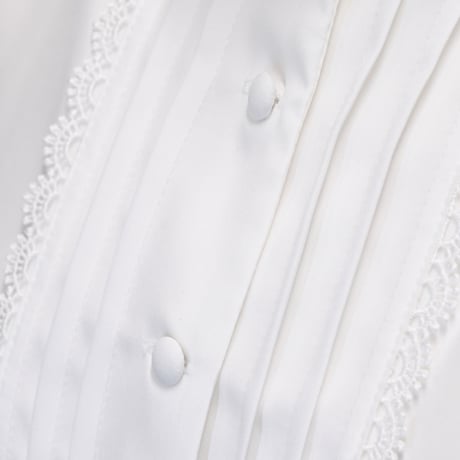 【Sheglit】シェグリット　●予約●"Serena"タックブラウス　ホワイト/ブラック　MサイズLサイズ