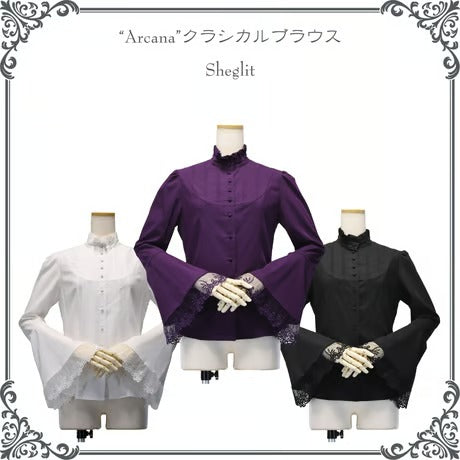 [Sheglit] "Arcana"클래식 블라우스 화이트/퍼플/블랙