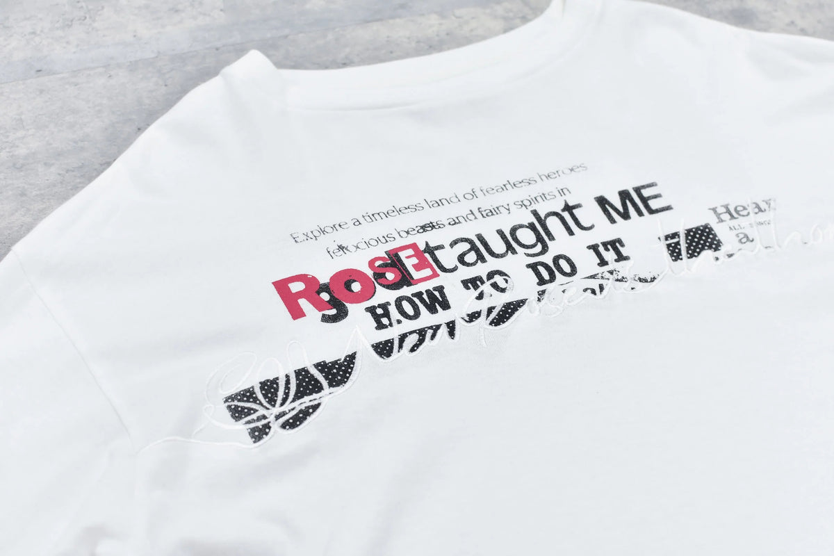 【New Rose】　Letter Embroidery Long Sleeve Shirt