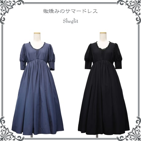 [SHEGLIT] SHEGLIT SPEAT SPEET SMILT SUMMER DRESS DAL BLUE/BLACK
