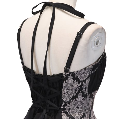【Sheglit】シェグリット　"Victorian"クロスストラップワンピース　ネイビー/ブラック