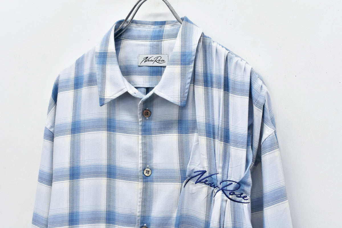 【New Rose】　Embroidery Wrinklework Long-sleeve Shirt