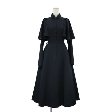 【Sheglit】シェグリット　●予約●"Sacred"ケープワンピース　ホワイト×ブラック/ブラック×ブラック