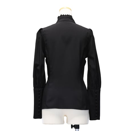 【Sheglit】シェグリット　●予約●"Serena"タックブラウス　ホワイト/ブラック　MサイズLサイズ