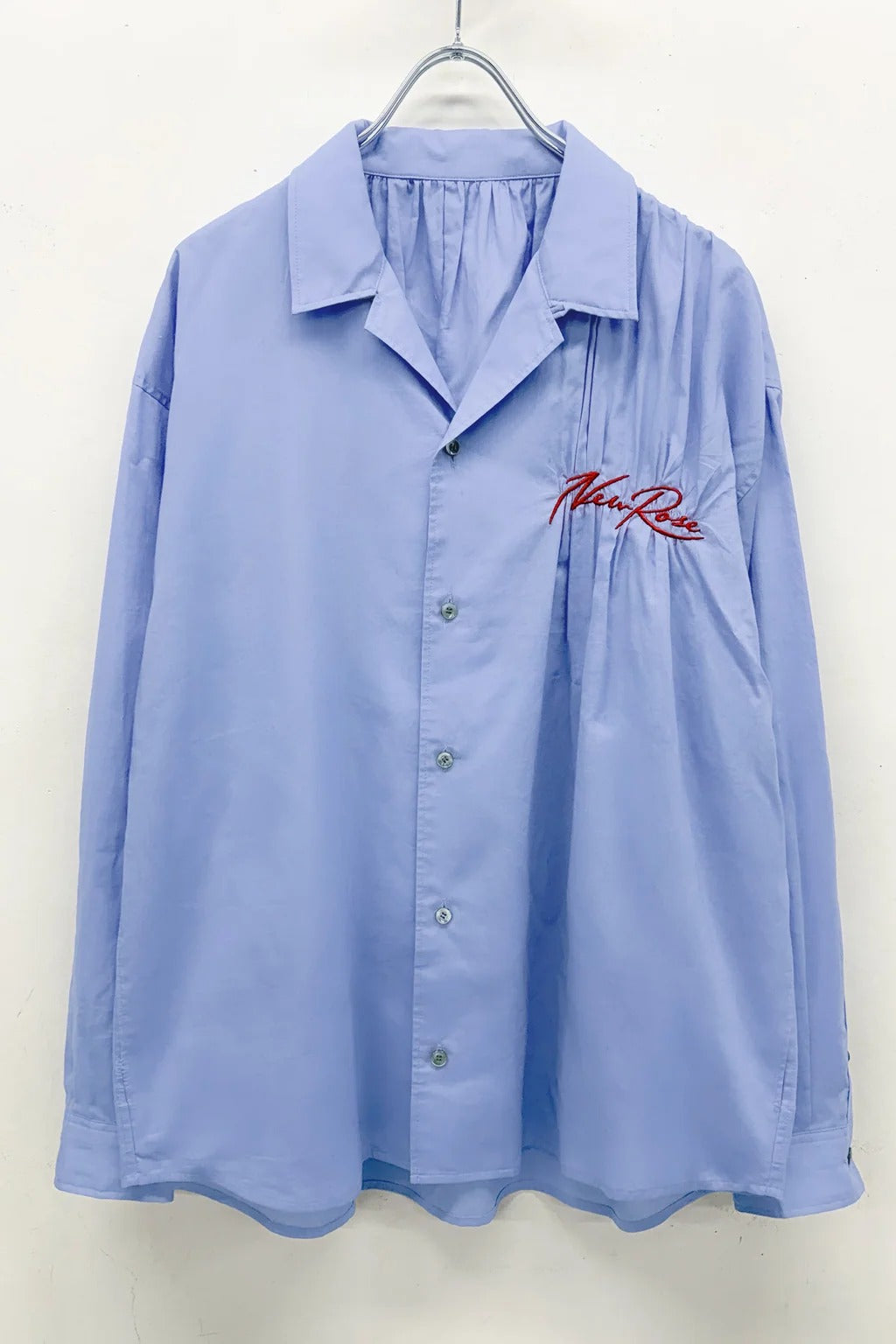 【New Rose】　EMBROIDERY WRINKLEWORK LONG-SLEEVE SHIRT