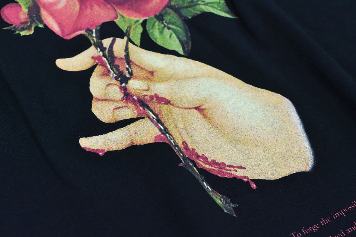 【New Rose】　Embroidery Wrinklework Sweatshirt / print