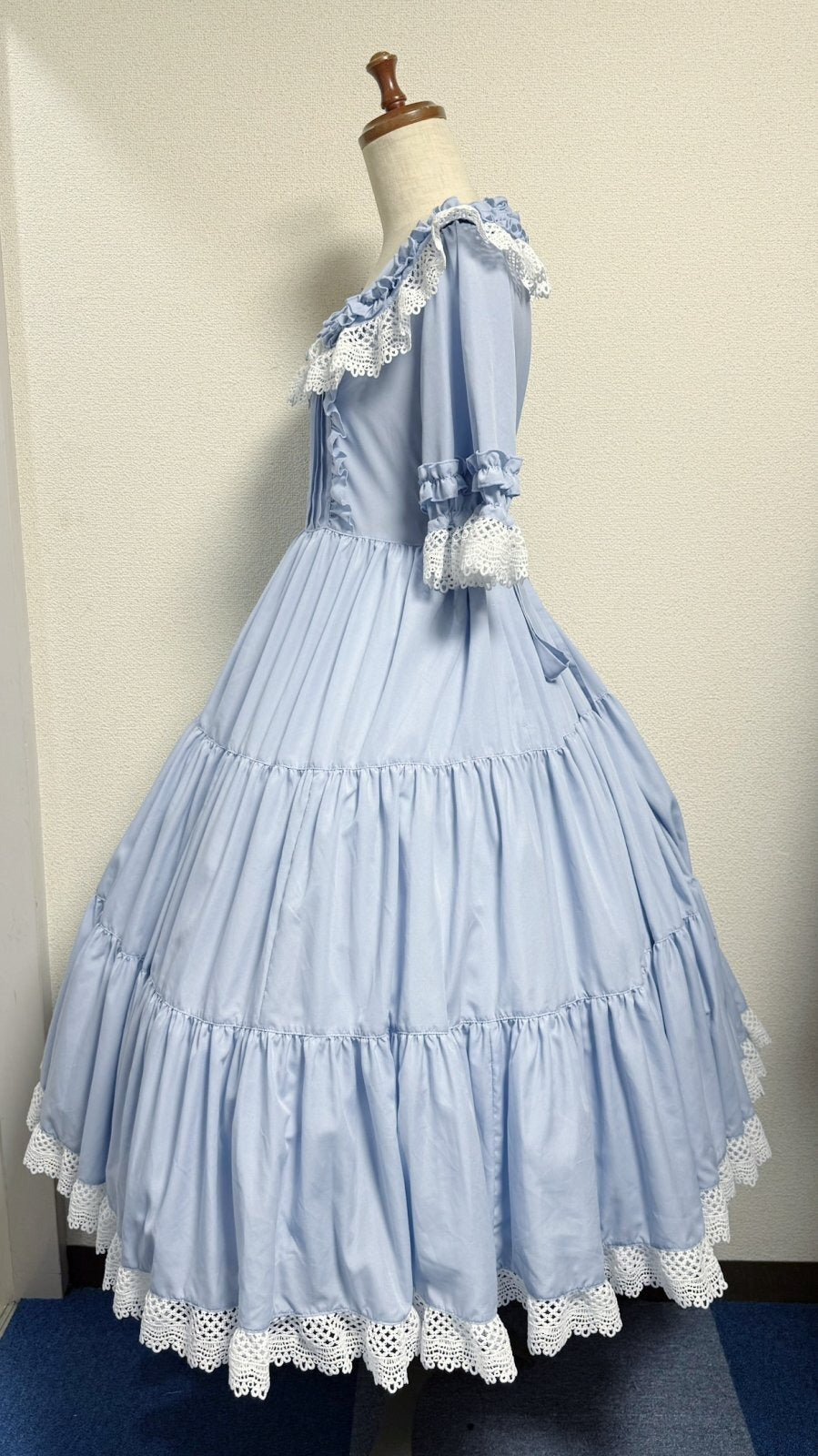 【Physical Drop】フィジカルドロップ　レース衿付きティアードOP【水色】