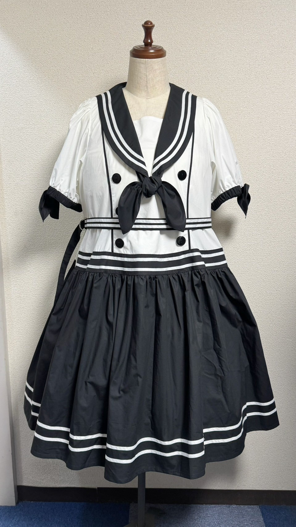【Physical Drop】フィジカルドロップ　ノスタルジックセーラーワンピース【プラスサイズ・コンビ色・ノーマル丈】