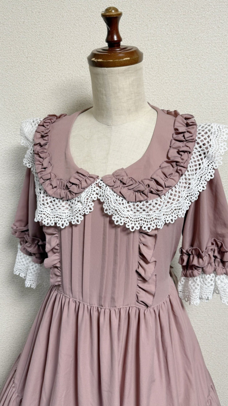 【Physical Drop】フィジカルドロップ　レース衿付きティアードOP【ピンク】