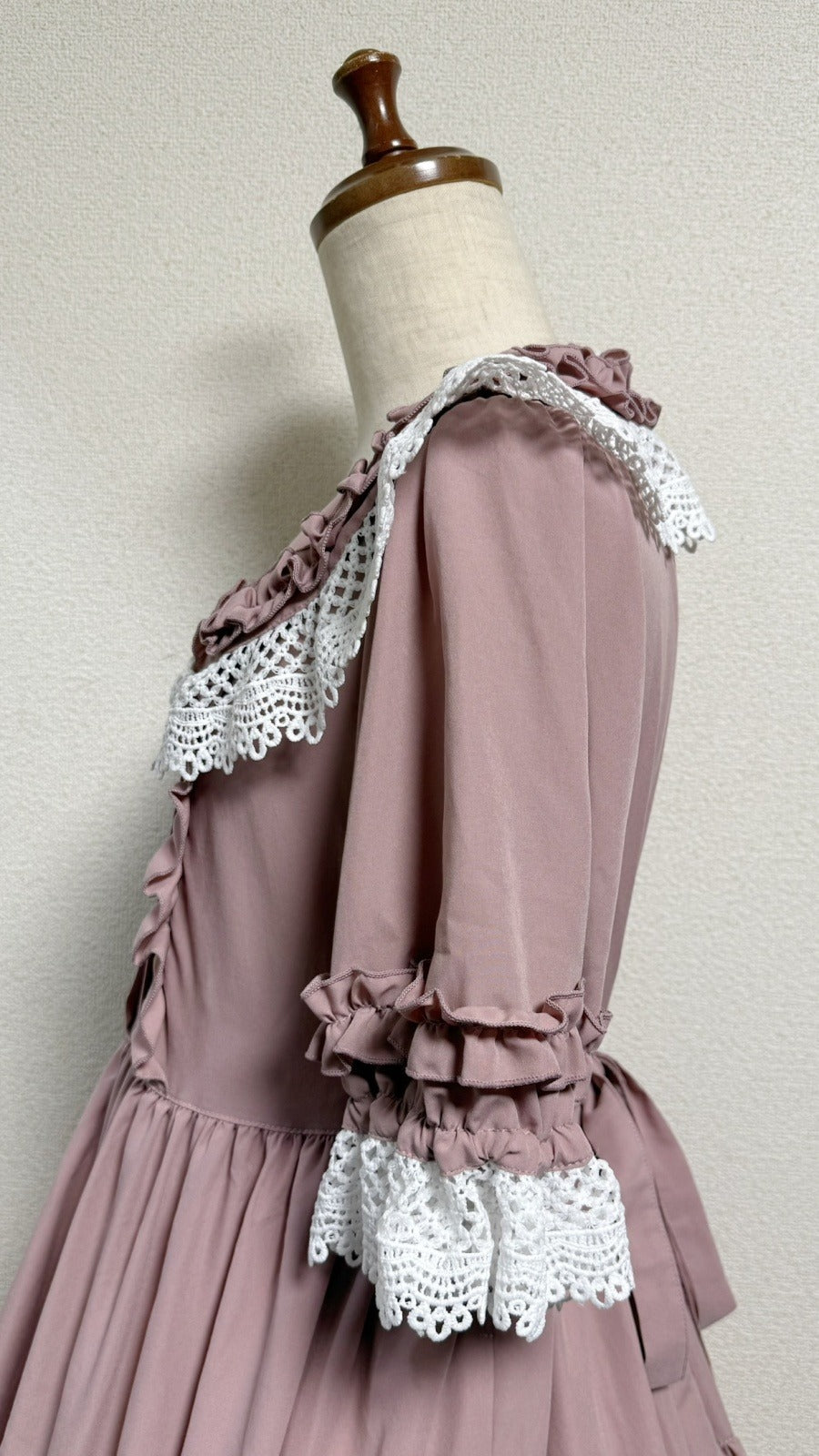 【Physical Drop】フィジカルドロップ　レース衿付きティアードOP【ピンク】