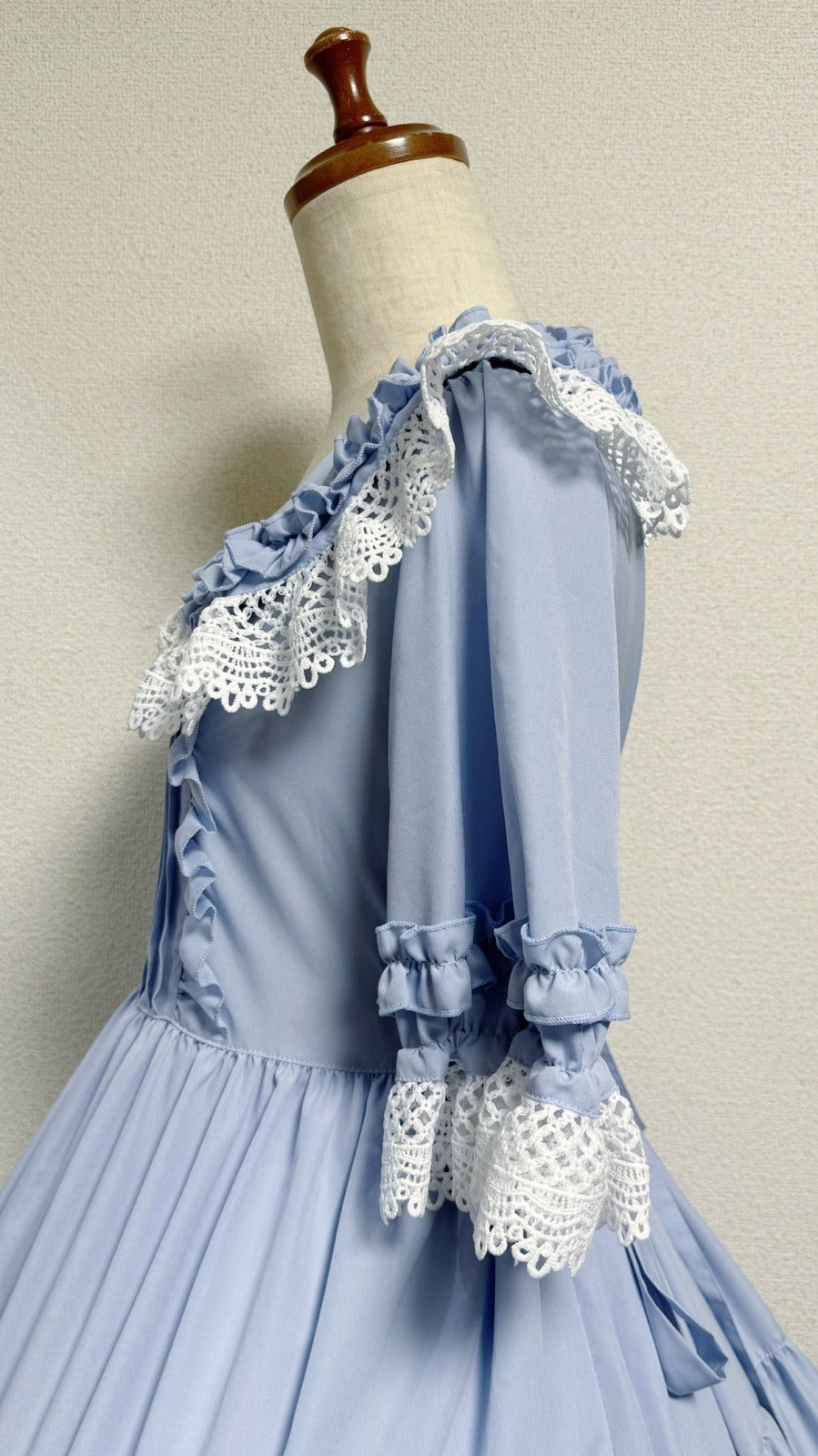 【Physical Drop】フィジカルドロップ　レース衿付きティアードOP【水色】