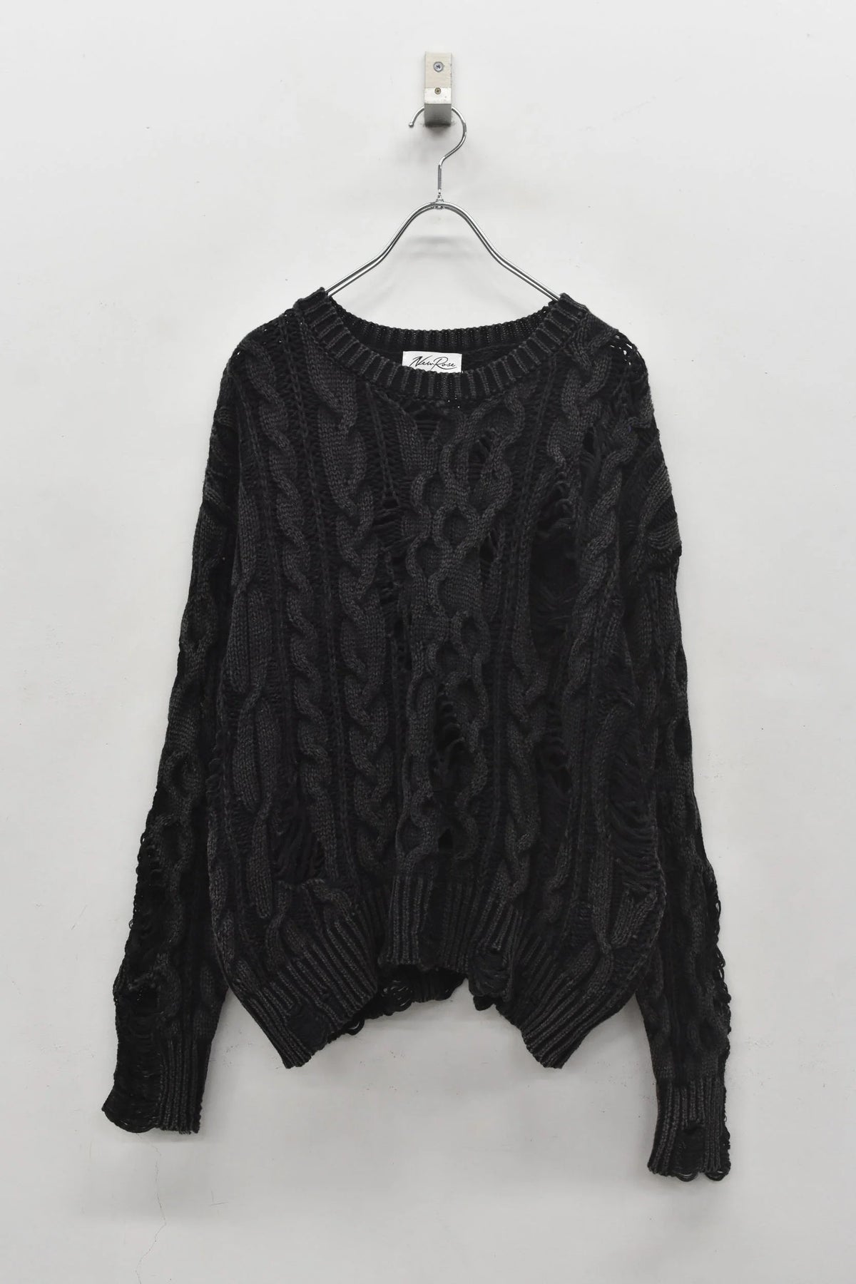 【New Rose】　Rope Knitting Pigment Destroy Pullover
