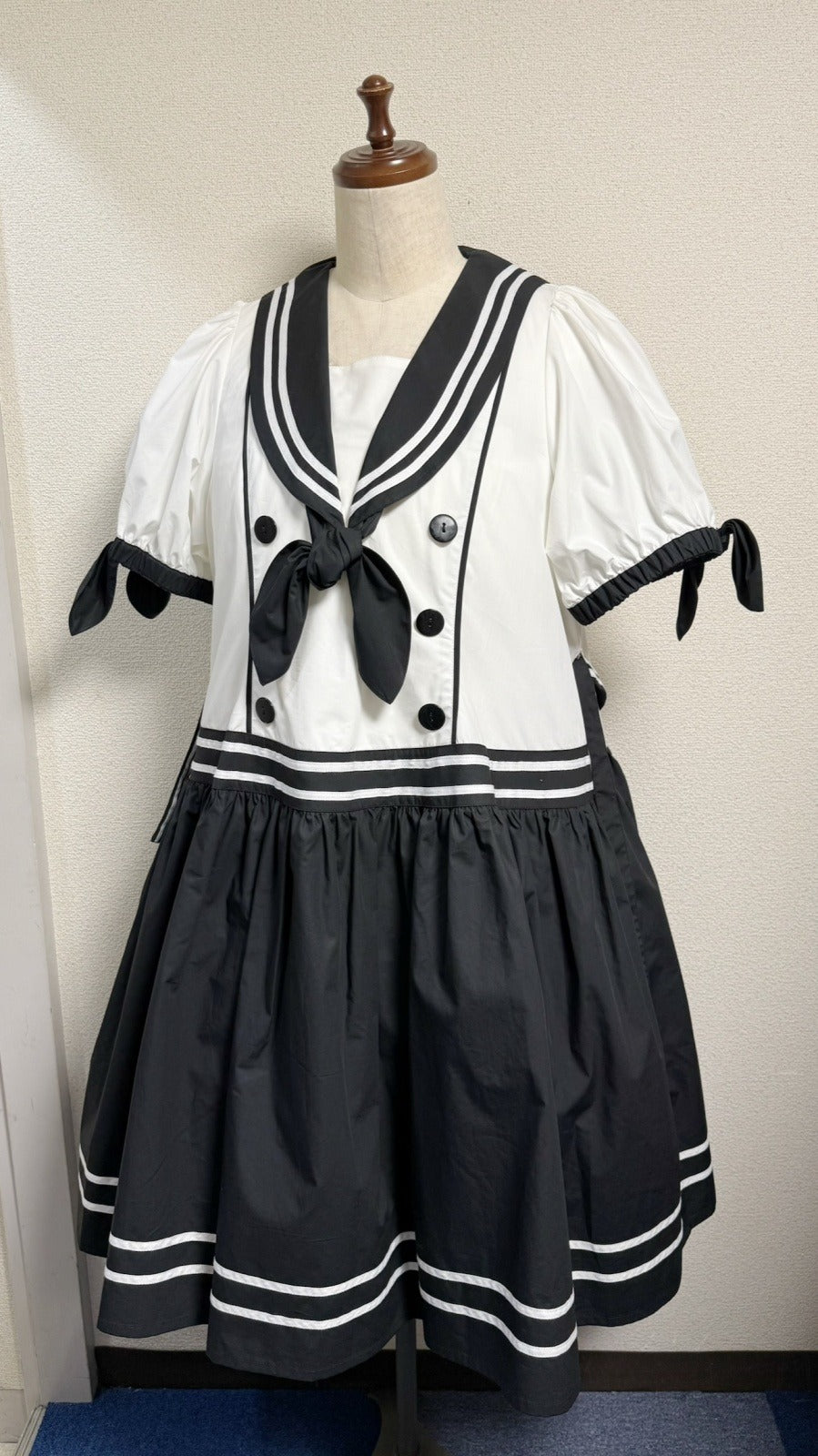 【Physical Drop】フィジカルドロップ　ノスタルジックセーラーワンピース【プラスサイズ・コンビ色・ノーマル丈】