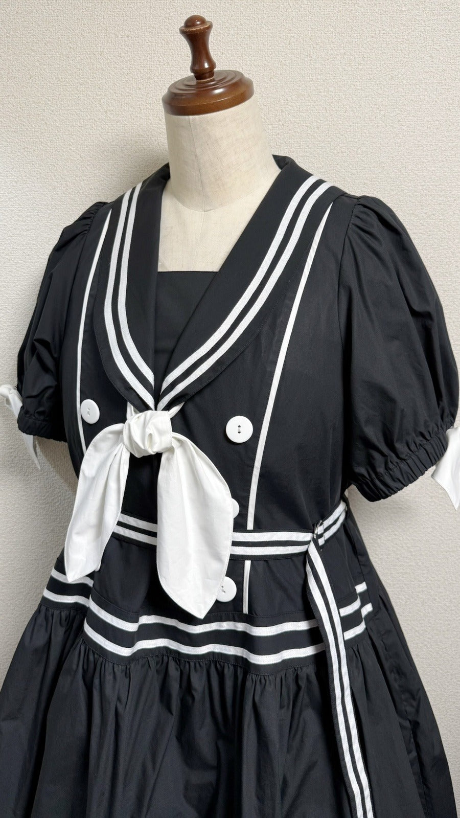 【Physical Drop】フィジカルドロップ　ノスタルジックセーラーワンピース【プラスサイズサイズ・黒・ノーマル丈】